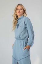 Conjunto de Saia Mídi e Cropped Moletinho Azul Claro