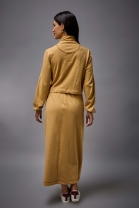 Conjunto de Saia Mídi e Cropped Moletinho Caramelo