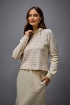 Conjunto de Saia Mídi e Blusa Manga Longa Off White