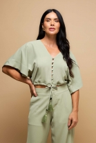 Conjunto de Calça e Camisa Cropped Verde