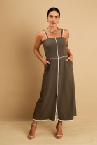 Vestido Mídi com Fenda frontal Verde