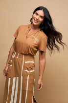 Conjunto de Saia Longa e Blusa Caramelo