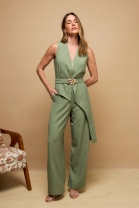 Conjunto de Calça e Colete Assimétrico Verde