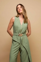 Conjunto de Calça e Colete Assimétrico Verde