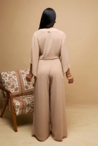 Conjunto de Calça Pantalona e Blusa bege