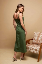 Conjunto de Saia com Fenda Frontal e Blusa Verde