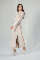 Vestido Mídi com Fenda Frontal Rosa Claro