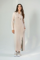 Vestido Mídi com Fenda Frontal Rosa Claro