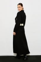 Vestido Longo com Abotoamento Frontal Preto