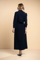 Vestido Mídi com Abotoamento Frontal Azul Marinho