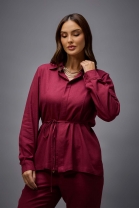 Conjunto de Calça e Camisa com Babado Vinho