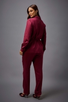 Conjunto de Calça e Camisa com Babado Vinho