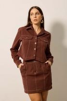 Conjunto de Saia e Jaqueta Marrom