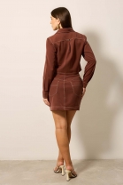 Conjunto de Saia e Jaqueta Marrom