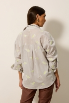 Camisa de Manga Longa Bordada Cinza