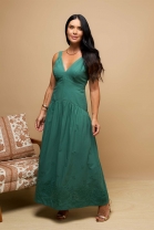Vestido Longo em Decote V Verde
