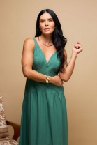 Vestido Longo em Decote V Verde