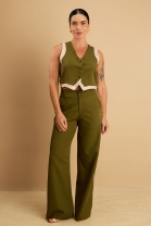 Conjunto de Calça e Colete Cropped Verde
