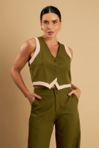 Conjunto de Calça e Colete Cropped Verde