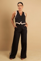 Conjunto de Calça e Colete Cropped Preto