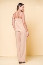 Conjunto de Calça e Blusa de Alça e Recortes Caramelo