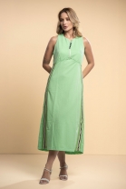 Vestido Midi Fendas Laterais Malha Lima