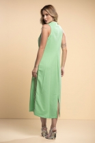 Vestido Midi Fendas Laterais Malha Lima