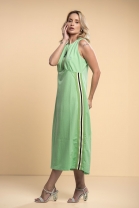 Vestido Midi Fendas Laterais Malha Lima