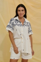 Conjunto de Short e Camisa Bordada Branca