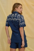 Conjunto de Short e Camisa Bordada Azul