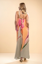 Vestido Longo com Alças Transpassadas Estampado