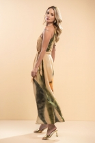 Vestido Longo Estampado Folhagem