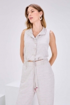 Macacão Gola Polo com Botões Frontais