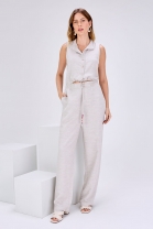 Macacão Gola Polo com Botões Frontais