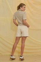 Conjunto de Short e Blusa Listrada Cru