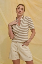 Conjunto de Short e Blusa Listrada Cru