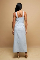 Vestido Longo com Fenda Frontal Azul