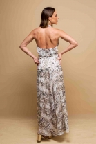 Vestido Longo em Animal Print Cobra