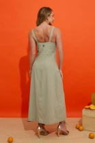 Vestido com Abotoamento Frontal Verde Claro