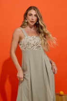 Vestido Longo Bordado Verde