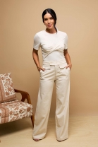 Conjunto de Calça e Blusa com Transpasse Cru