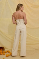 Conjunto de Calça e Blusa Tomara que Caia Cru