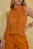 Conjunto de Short e Blusa Gola Alta Laranja