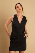 Conjunto de Short Saia e Colete Preto