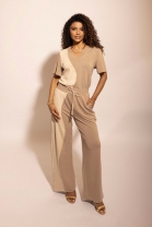 Conjunto de Calça e Blusa com Decote V Marrom