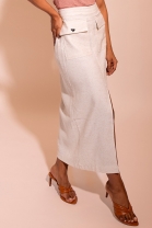 Saia Midi Fenda Frontal Cru