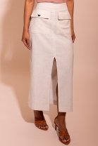 Saia Midi Fenda Frontal Cru