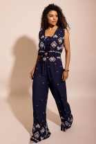 Macacão Pantalona com Top Estampado