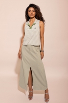 Conjunto de Saia e Blusa Gola Polo Verde