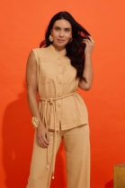 Conjunto de Calça e Camisa sem Mangas Laranja